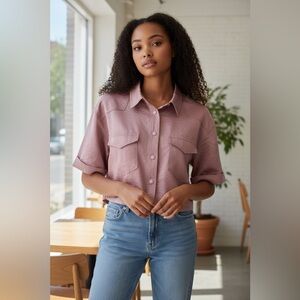 Women's Mauve Button Down Shirt